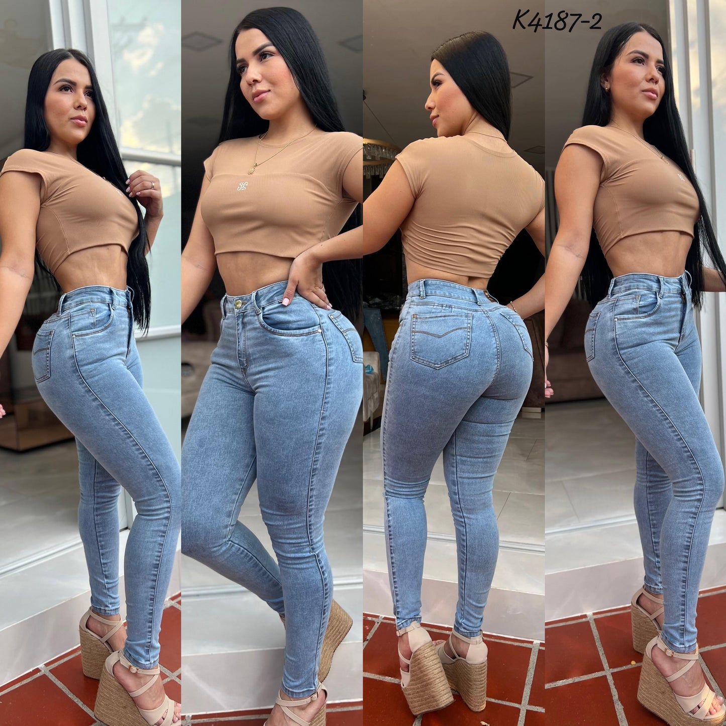 Jeans Ochentero Claro Tela Stretch
